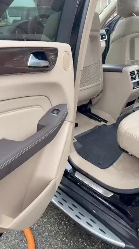 Walkthrough video of a Mercedes-Benz beige leather interior after detailing, Newton MA