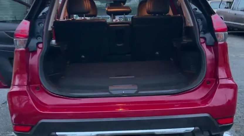 Video of a detailed Nissan Rogue cargo area with cleaned carpet and trim, Newton MA